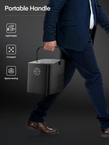 FOHERE Ice Maker Machine Countertop, 14KG in 24H, Ice Ready in 5 Mins, 2 Bullet Ice Sizes, Portable Ice Cube Maker with Handle, Ice Machine with Self-Cleaning, Ice Scoop&Basket, Home/Kitchen/Office/RV