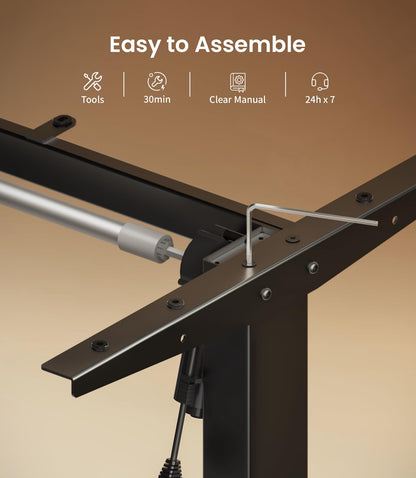 MAIDeSITe Height Adjustable Electric Standing Desk Frame Two-Stage with Heavy Duty Steel Stand up Desk Computer Desk with Automatic Memory Smart Pannel (Black)