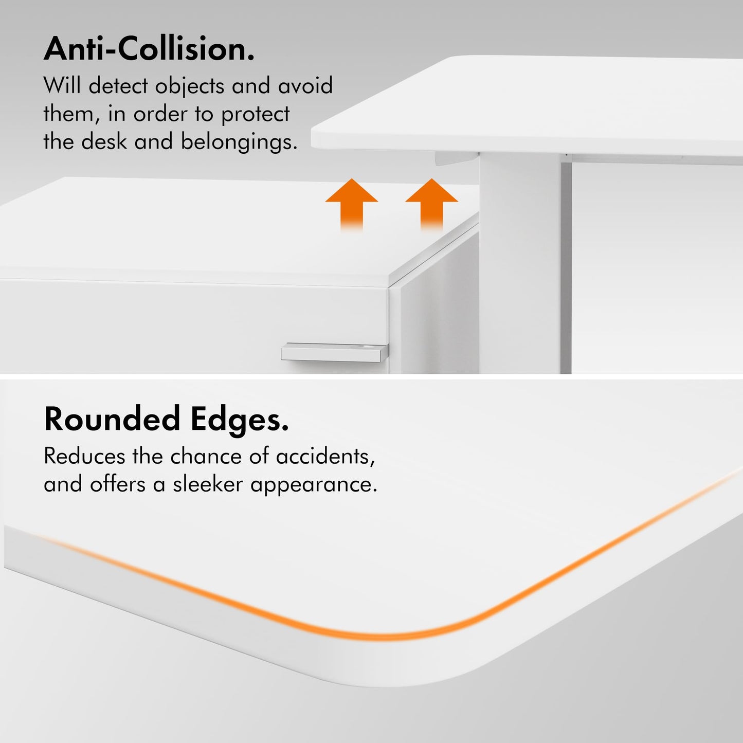 VonHaus Electric Standing Desk, Height Adjustable Sit Stand Desk w/Anti-Collision & Height Preset Technology, Cable Management & USB-C Charging, 100x60cm, Two Piece White Desktop & Frame