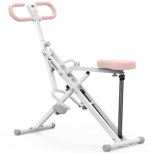 MERACH 2 in 1 Squat Rowing Machine, Easy Setup and Foldable Exercise Equipment, Glute Trainer, Glutes and Leg Home Workout - White