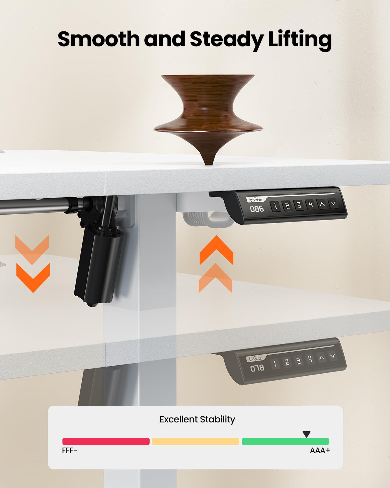 ErGear Electric Standing Desk Height Adjustable 120 x 60cm, Sit Stand Desk with 4 Memory Smart Pannel, Home Office Desk with Splice Board