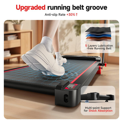 KEEP FUN Walking Pad With 3 Level Incline, Walking Pad With Handle Bar, 300 Lbs Capacity, Foldable Treadmill for Home Office, Under Desk Treadmill With LED Display, Remote Control & APP