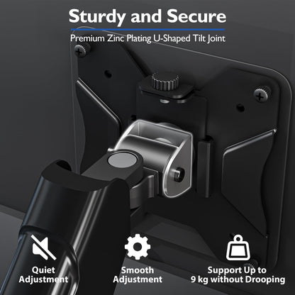 BONTEC Dual Monitor Desk Mount for 13-32 Inch Screens, Adjustable Gas Spring Arm Stand, Tilt, Swivel, Rotation, VESA 75/100mm, Cable Management, 9kg Weight Capacity, Ergonomic Design, for Office Work