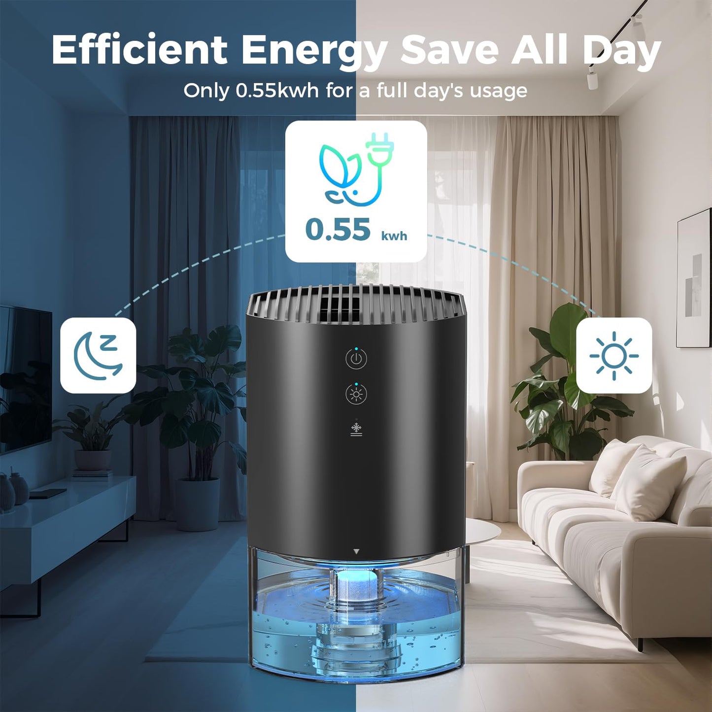 AROEVE Dehumidifier 990ml, Compact Quiet Small Dehumidifier for Bedroom with 7 Color Light, Auto Shutoff, Defrost Protect, 24H Use Dehumidifiers for Home, RV, Closets, Bathrooms, Kitchen