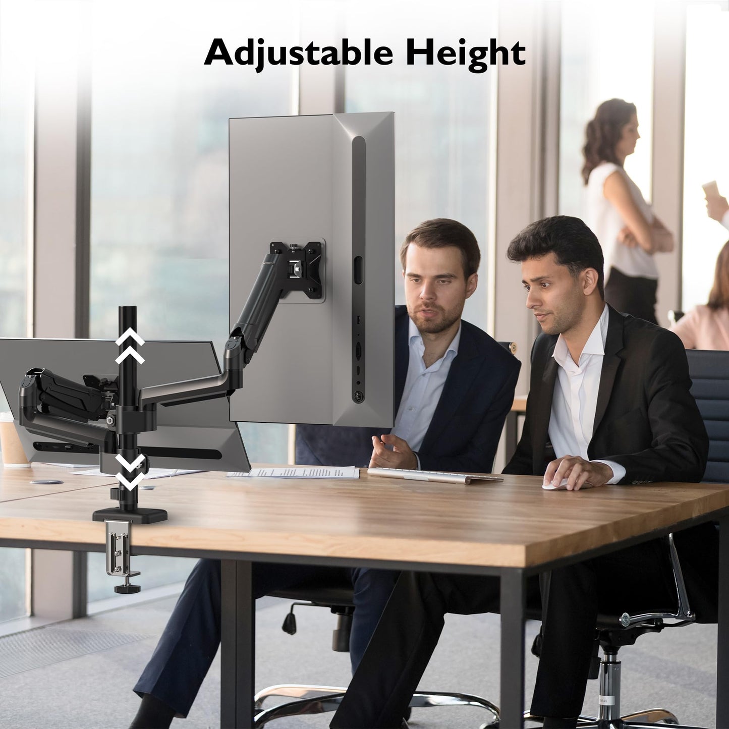 BONTEC Dual Monitor Desk Mount for 13-32 Inch Screens, Adjustable Gas Spring Arm Stand, Tilt, Swivel, Rotation, VESA 75/100mm, Cable Management, 9kg Weight Capacity, Ergonomic Design, for Office Work
