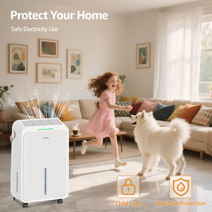 Dehumidifier, 16L/Day, Quiet Dehumidifiers for Home, Low Energy Consumption, 3L Large Water Tank, Laundry Mode, Sleep Mode, Real-Time Humidity Indicator Light, For Laundry Room, Bedroom, Basement