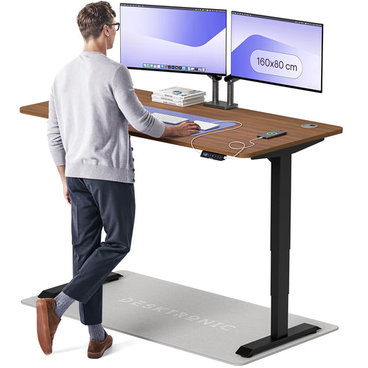Desktronic HomePro Standing Desk – 160 x 80 cm Height Adjustable Desk with Electric Dual Motor, Touchscreen Controller & Integrated USB/USB-C, 3 Memory Presets