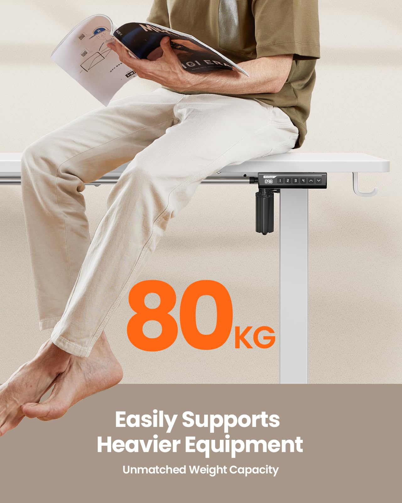 ErGear Electric Standing Desk Height Adjustable 120 x 60cm, Sit Stand Desk with 4 Memory Smart Pannel, Home Office Desk with Splice Board