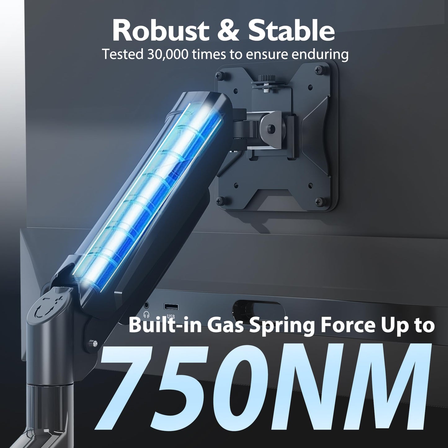 BONTEC Dual Monitor Desk Mount for 13-32 Inch Screens, Adjustable Gas Spring Arm Stand, Tilt, Swivel, Rotation, VESA 75/100mm, Cable Management, 9kg Weight Capacity, Ergonomic Design, for Office Work