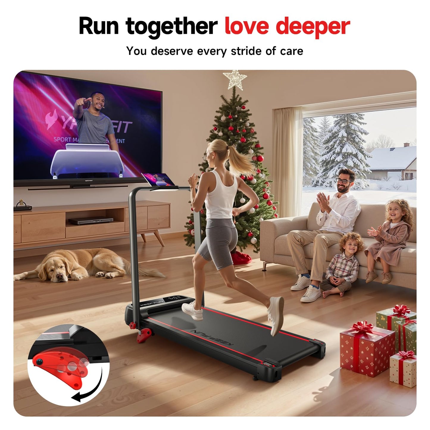 KEEP FUN Walking Pad With 3 Level Incline, Walking Pad With Handle Bar, 300 Lbs Capacity, Foldable Treadmill for Home Office, Under Desk Treadmill With LED Display, Remote Control & APP