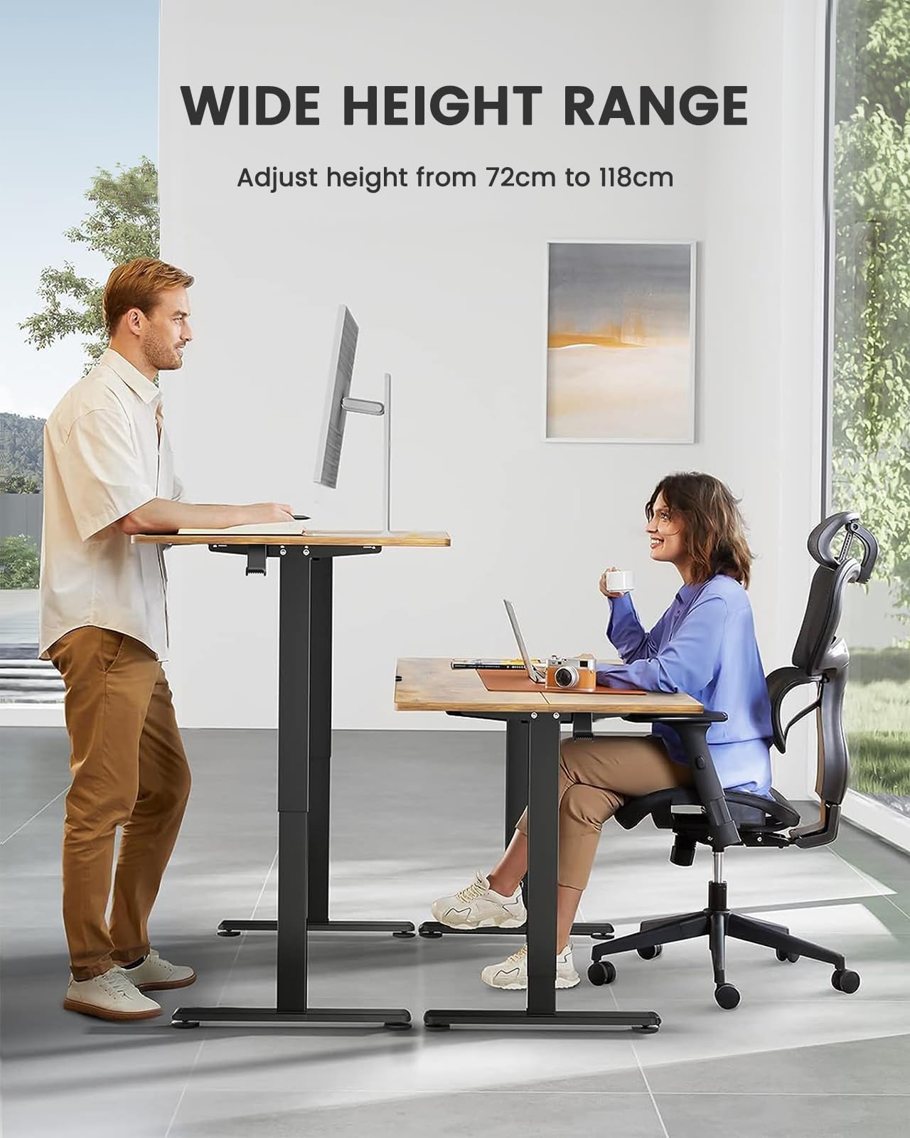 ErGear Electric Standing Desk Height Adjustable 120 x 60cm, Sit Stand Desk with 4 Memory Smart Pannel for Home Office with Splice Board