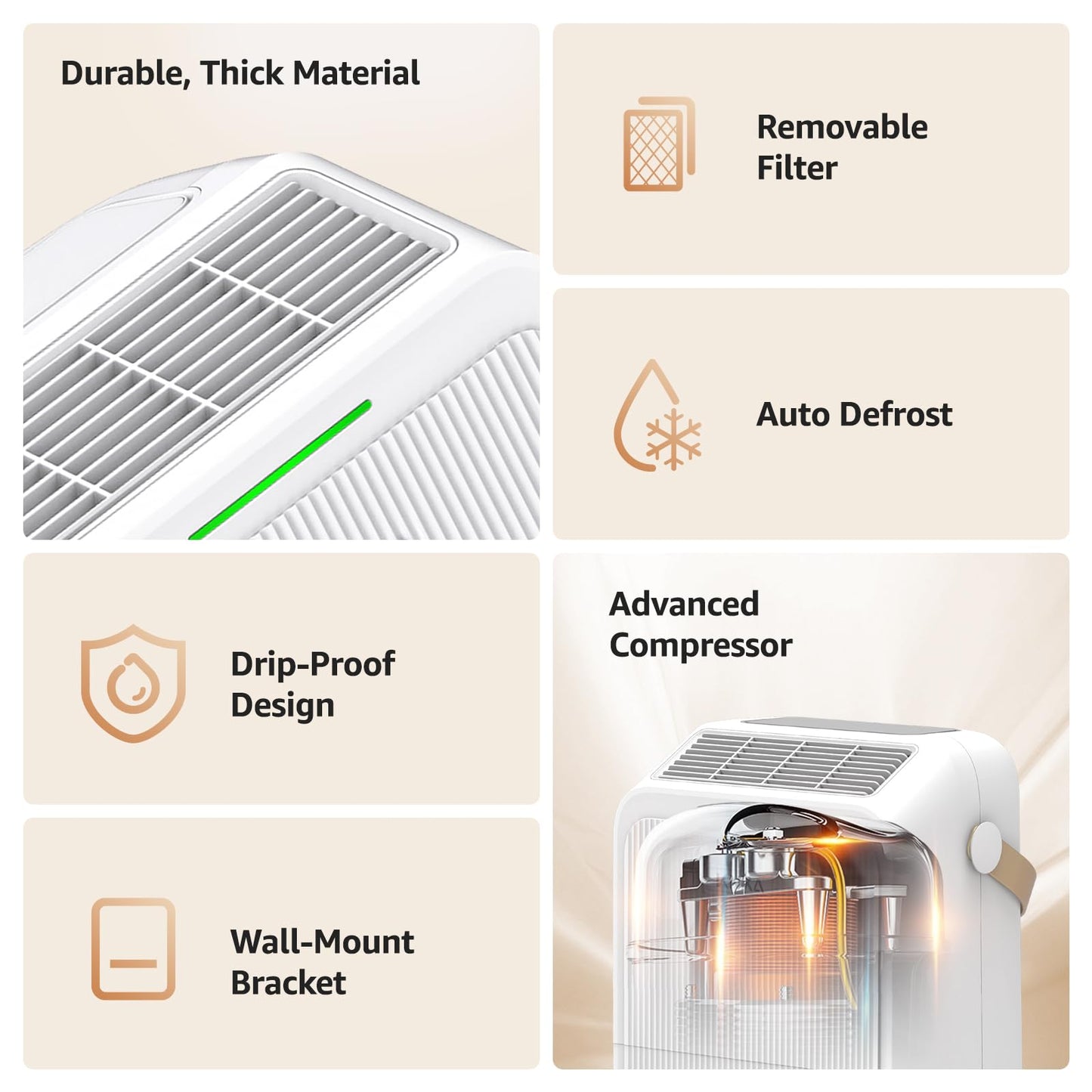 Dehumidifier, 16L/Day, Quiet Dehumidifiers for Home, Low Energy Consumption, 3L Large Water Tank, Laundry Mode, Sleep Mode, Real-Time Humidity Indicator Light, For Laundry Room, Bedroom, Basement