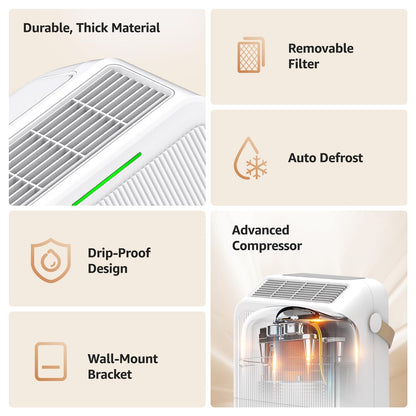 Dehumidifier, 16L/Day, Quiet Dehumidifiers for Home, Low Energy Consumption, 3L Large Water Tank, Laundry Mode, Sleep Mode, Real-Time Humidity Indicator Light, For Laundry Room, Bedroom, Basement