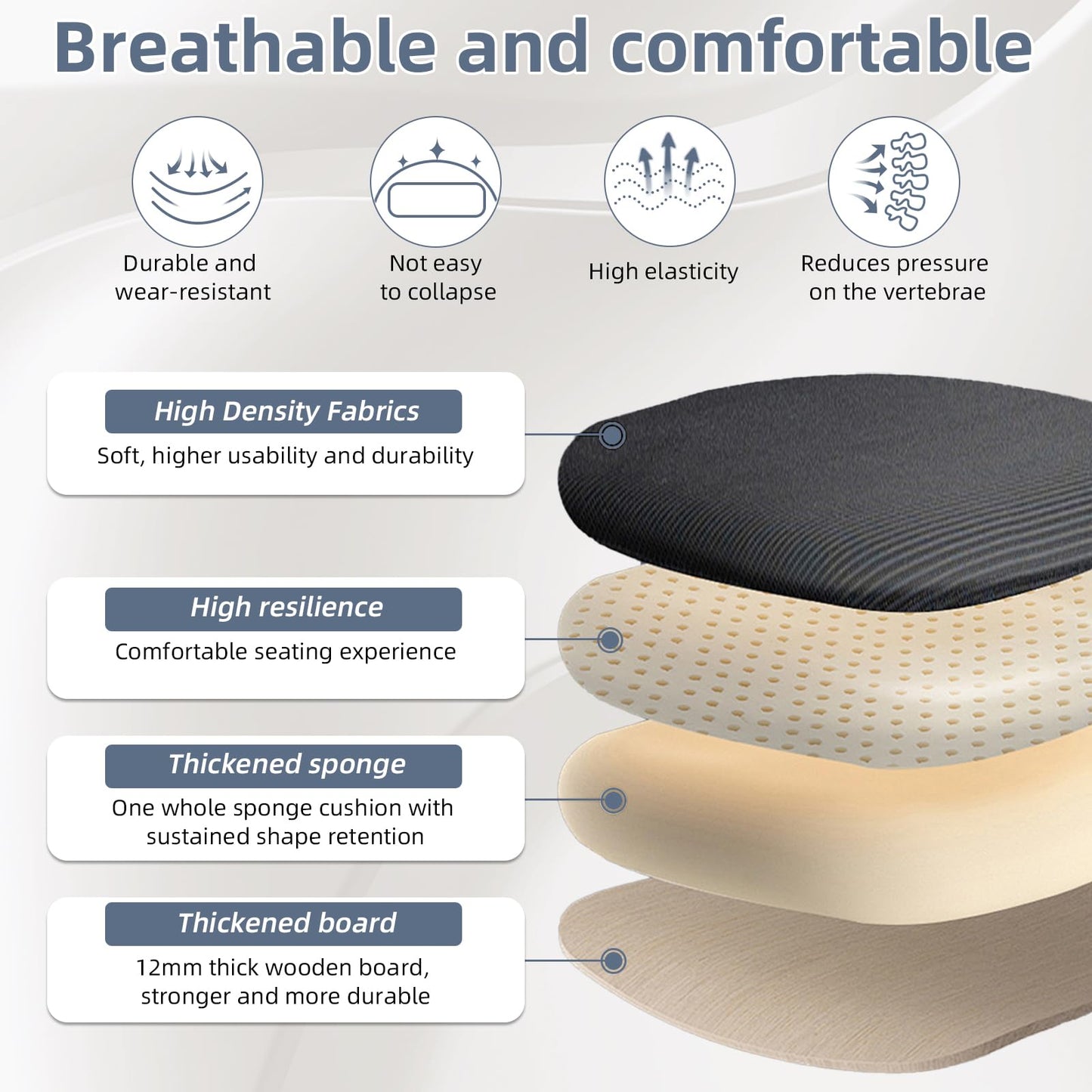 Durrafy Office Chair, Desk Chair with Adjustable Headrest, Lumbar support and Liftable Armrest, High Back Ergonomic Office Chair, Breathable Mesh Backrest for Comfy, Computer Chair for Home/Office