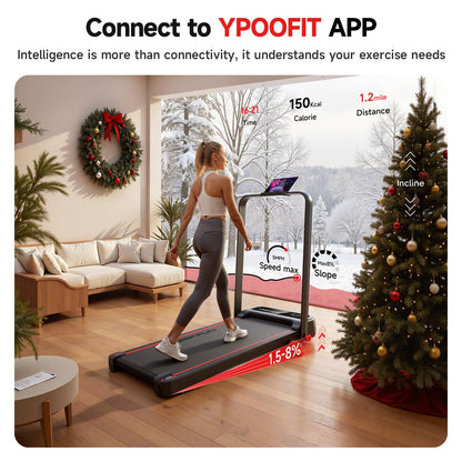 KEEP FUN Walking Pad With 3 Level Incline, Walking Pad With Handle Bar, 300 Lbs Capacity, Foldable Treadmill for Home Office, Under Desk Treadmill With LED Display, Remote Control & APP