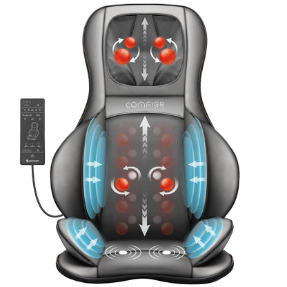 COMFIER Shiatsu Back Massager with Heat -Deep Tissue Kneading Massage Chair, Massage Chair for Full Back, Chair Massager for Home or Office Chair use (Dark Grey), Gifts for Women,Men