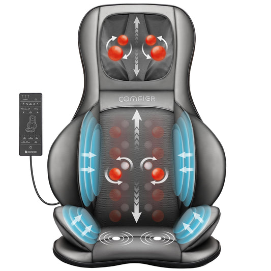 COMFIER Shiatsu Back Massager with Heat -Deep Tissue Kneading Massage Chair, Massage Chair for Full Back, Chair Massager for Home or Office Chair use (Dark Grey), Gifts for Women,Men