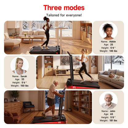 KEEP FUN Walking Pad With 3 Level Incline, Walking Pad With Handle Bar, 300 Lbs Capacity, Foldable Treadmill for Home Office, Under Desk Treadmill With LED Display, Remote Control & APP