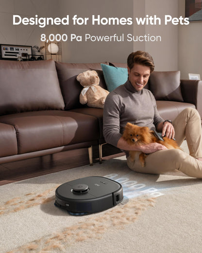 eufy X10 Pro Omni Robot Vacuum Cleaner With Mop, Incredible Suction, Dual Mops with 12 mm Auto-Lift and Carpet Detection, AI Obstacle Avoidance, Auto Mop Washing&Drying, Self-Emptying, Self-Refilling