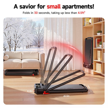 KEEP FUN Walking Pad With 3 Level Incline, Walking Pad With Handle Bar, 300 Lbs Capacity, Foldable Treadmill for Home Office, Under Desk Treadmill With LED Display, Remote Control & APP