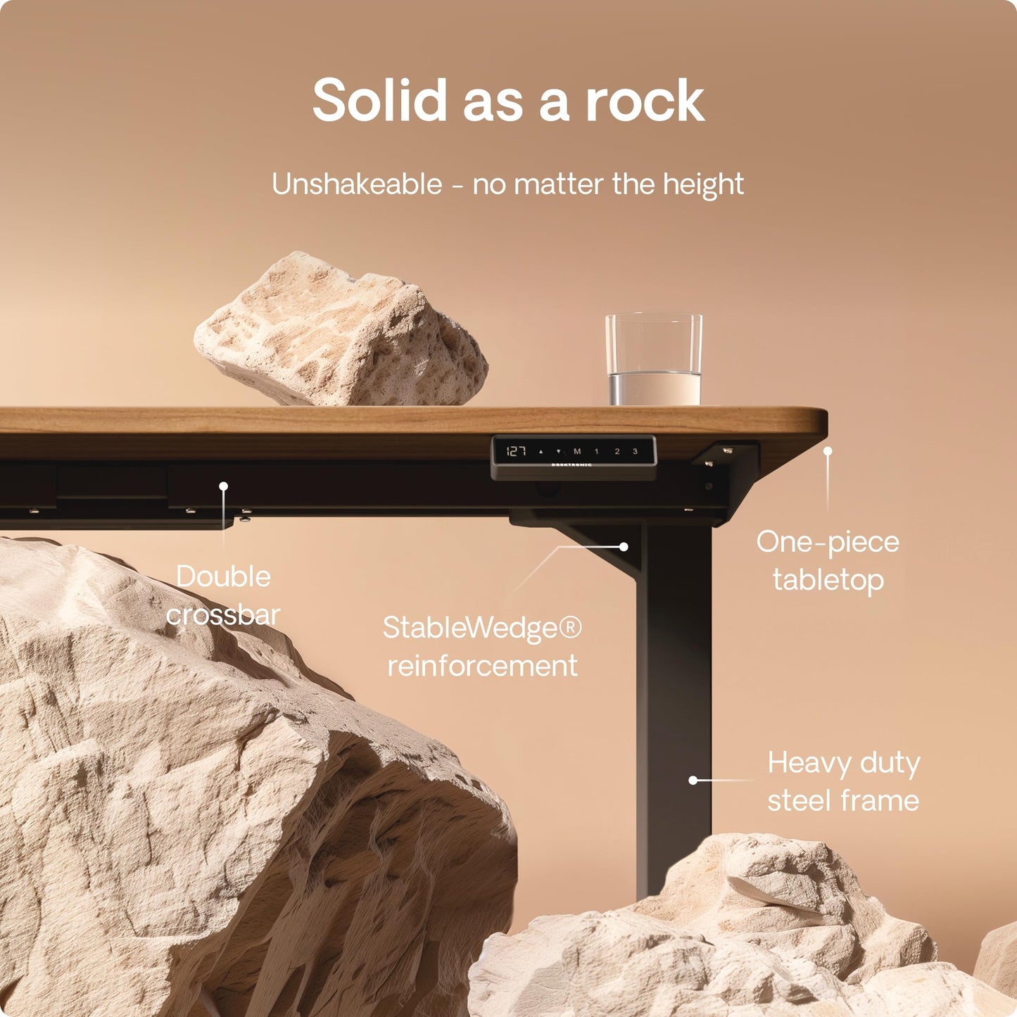 Desktronic HomePro Standing Desk – 160 x 80 cm Height Adjustable Desk with Electric Dual Motor, Touchscreen Controller & Integrated USB/USB-C, 3 Memory Presets