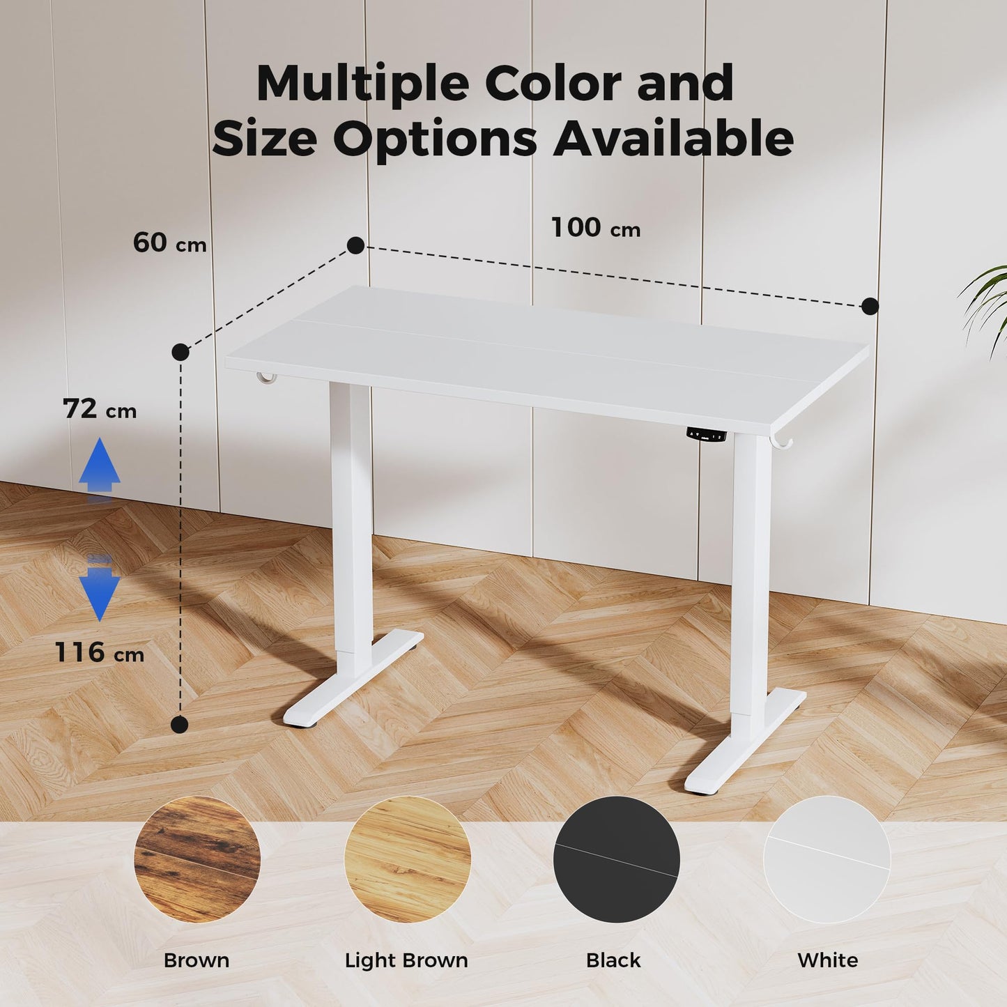 Agilestic Electric Standing Desk, 100 x 60 cm Height Adjustable Sit Stand Desk with Splice Board and Memory Smart Pannel, Home Office Desk, White